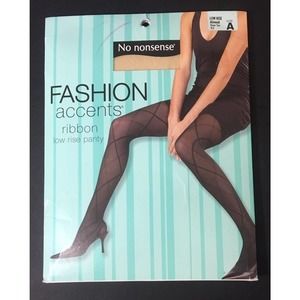 NEW No Nonsense Fashion Accents Nude Almond Sheer Toe‎ Ribbon Accent Pantyhose A